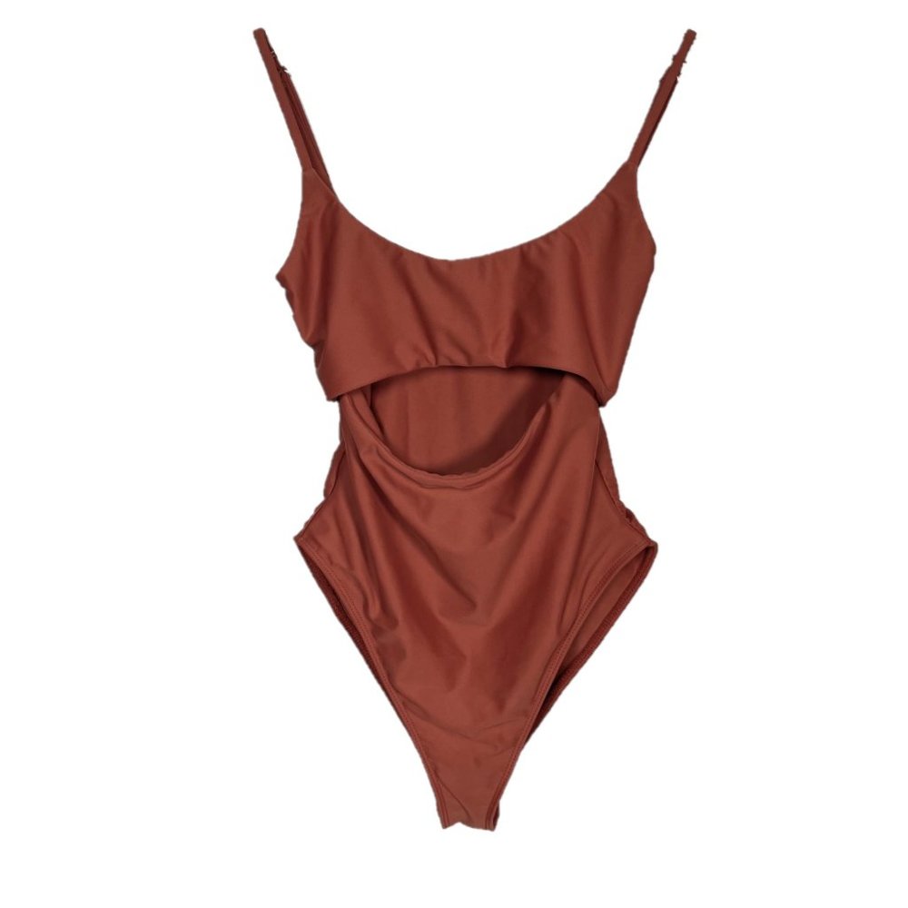 Beach Riot Rust Brown Cutout One-Piece Swimsuit